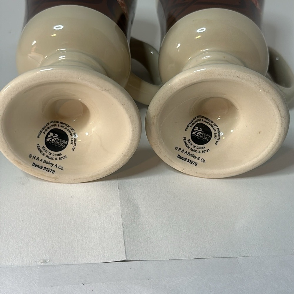 Baileys Irish Cream Coffee‎ Mugs Cup Pedestal Foot Ceramic Set of 2 Vintage - Picture 4 of 6